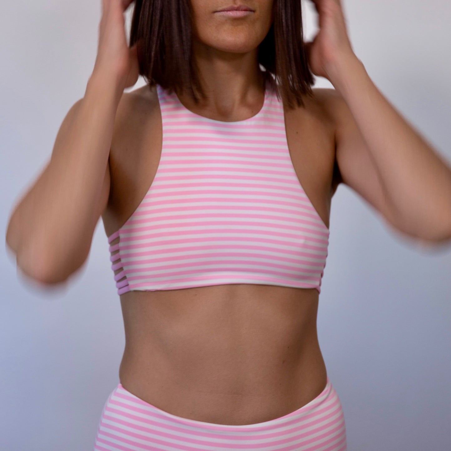 Pink Stripe Bikini Top