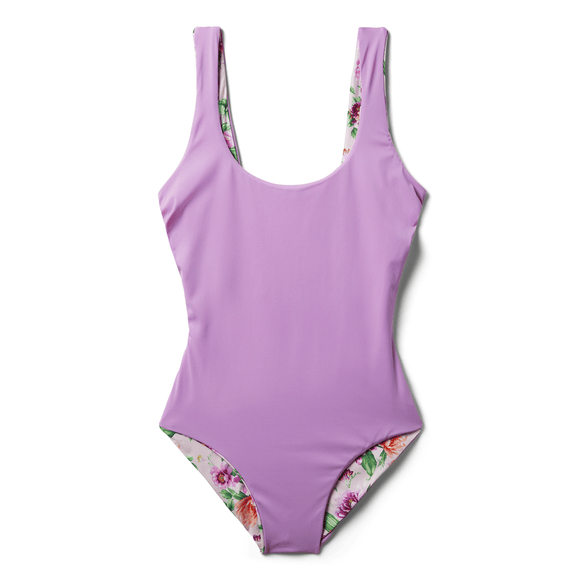 Purple Floral Reversible Onepiece