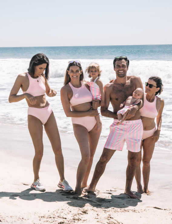 Pink stripe bikini sales
